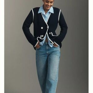 Anthropologie NVLT Knit Double-Breasted Blazer